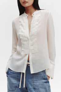 Beloved Top in Sheer Crinkled Shirting Ivory