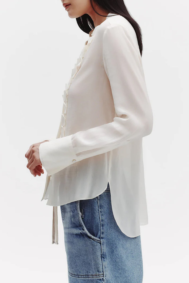 Beloved Top in Sheer Crinkled Shirting Ivory