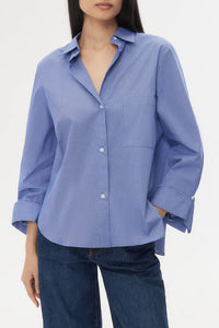 Next Morning Shirt in Cotton White & Navy