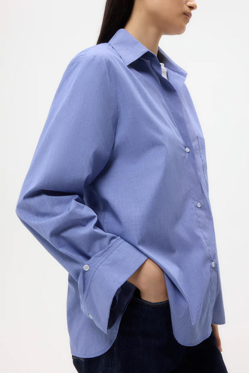 Next Morning Shirt in Cotton White & Navy