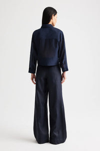 Next Ex Shirt with Ruffle in Cotton Silk Organza Midnight