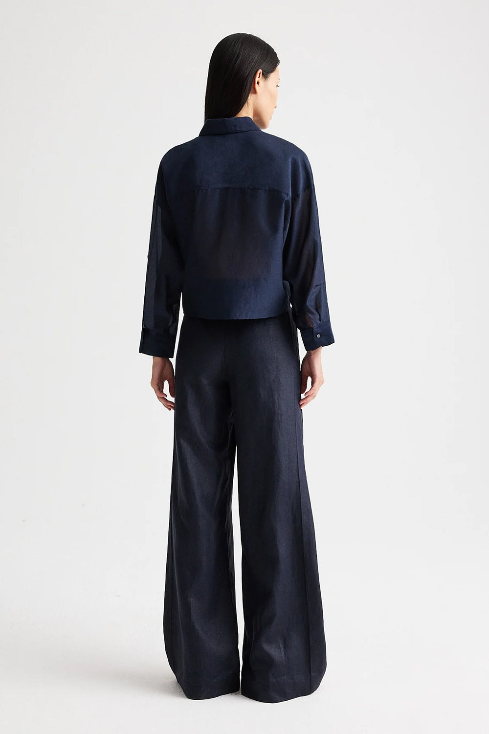 Next Ex Shirt with Ruffle in Cotton Silk Organza Midnight