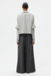 Next Ex Shirt in Dancing Striped Cotton Shirting Ivory Cilantro