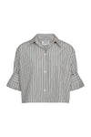 Next Ex Shirt in Dancing Striped Cotton Shirting Ivory Cilantro