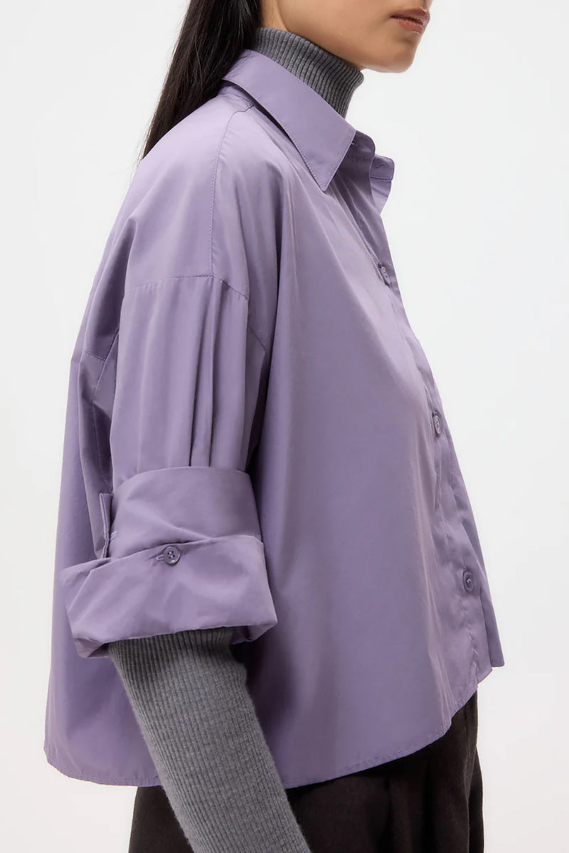 Next Ex Cotton Shirt in Black Plum
