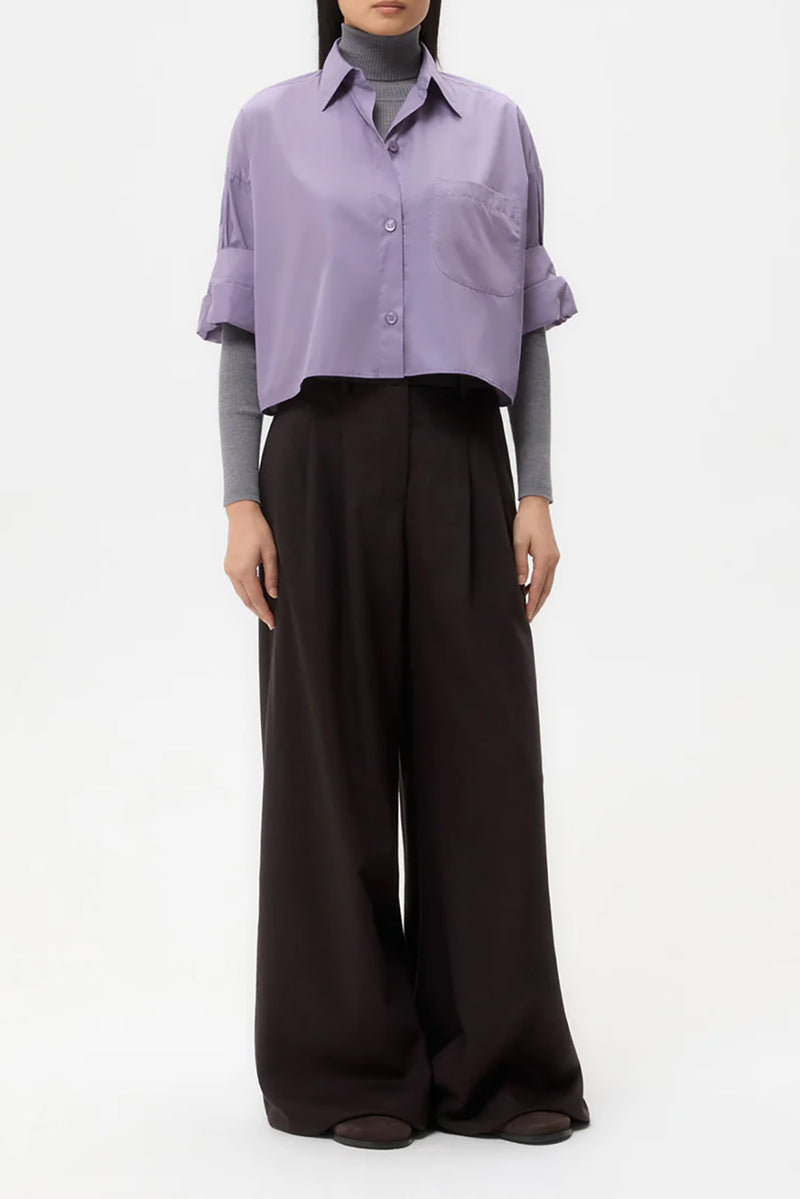 Next Ex Cotton Shirt in Black Plum