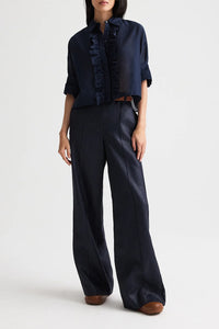 Next Ex Shirt with Ruffle in Cotton Silk Organza Midnight