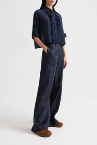 Next Ex Shirt with Ruffle in Cotton Silk Organza Midnight