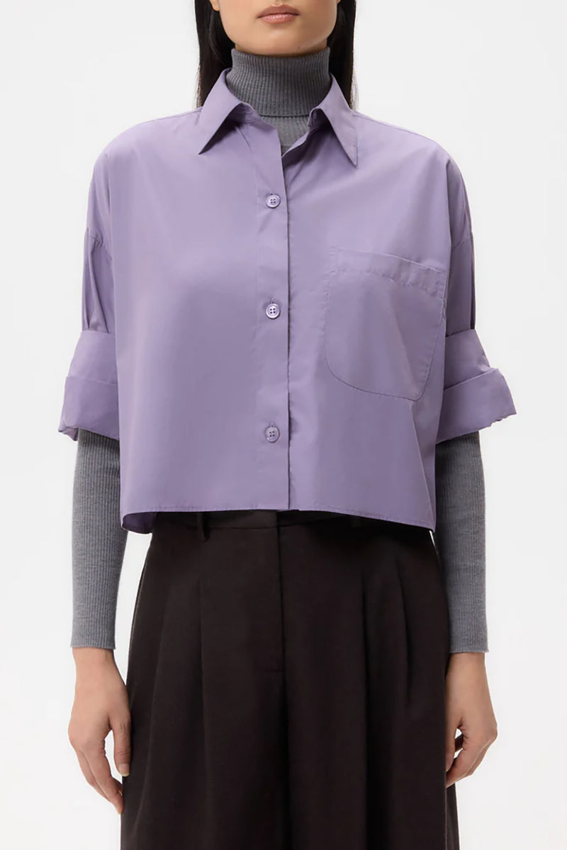 Next Ex Cotton Shirt in Black Plum