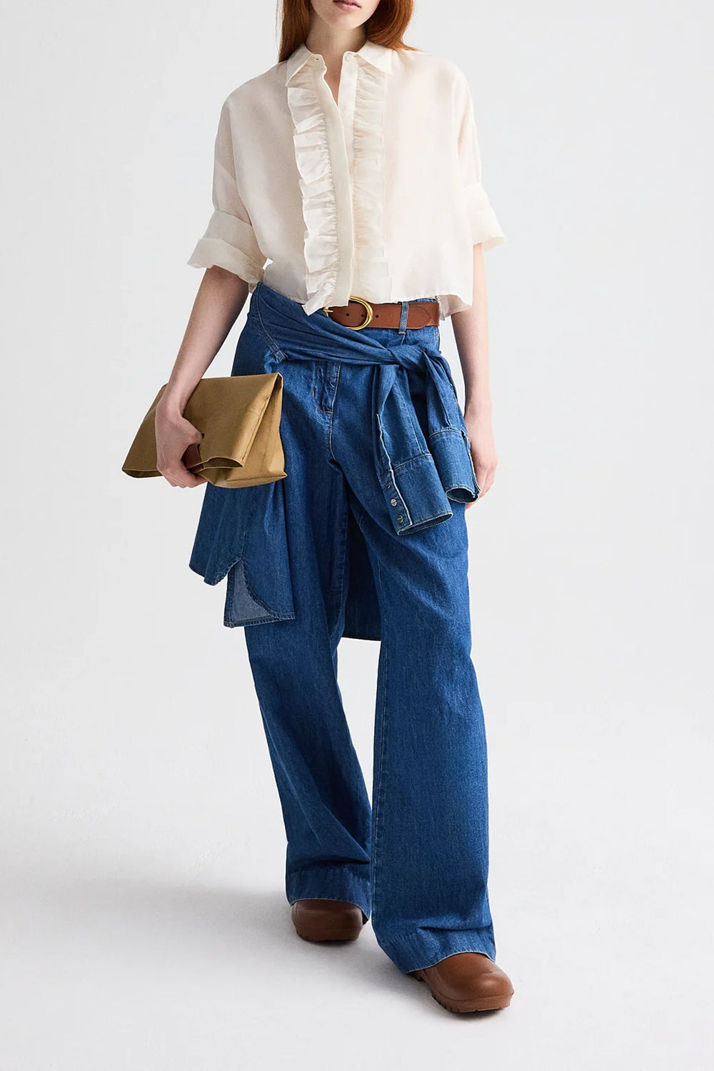 Next Ex Shirt with Ruffle in Ivory
