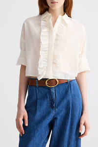 Wide Leather Belt in Cognac