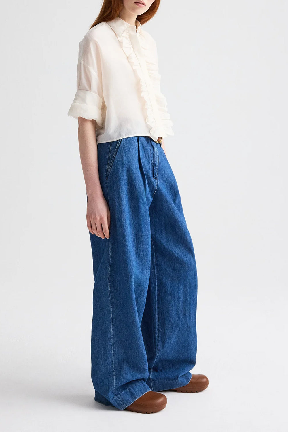 Next Ex Shirt with Ruffle in Ivory