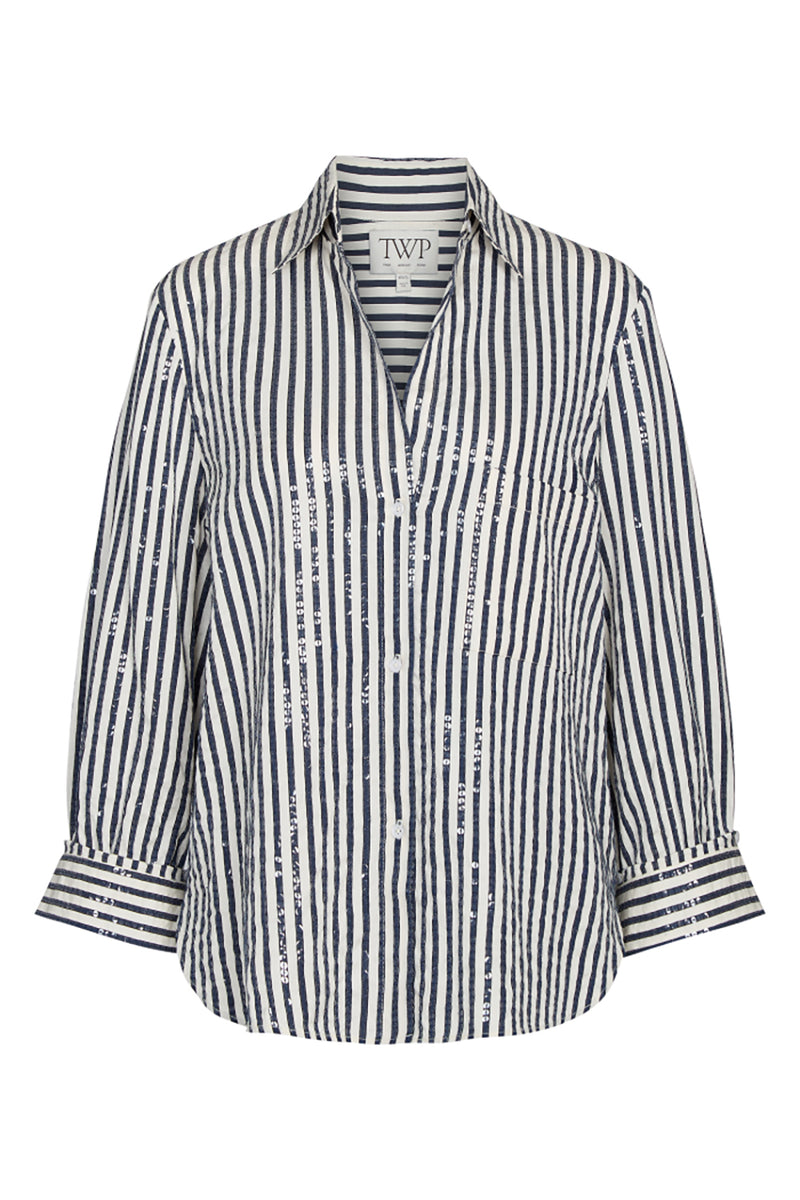 Next Morning Shirt in Cotton Sequin Indigo White