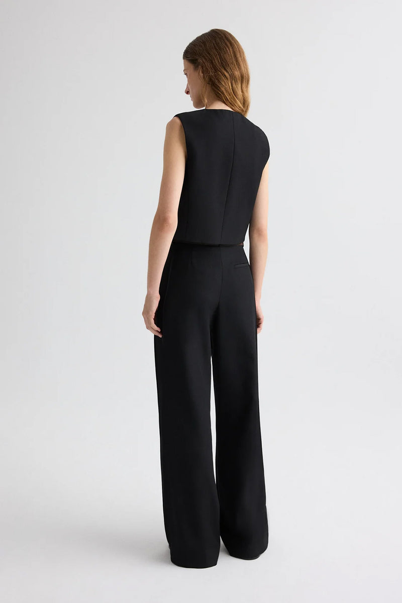 Perry Vest in Compact Tux Suiting in Black