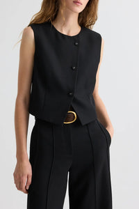 Perry Vest in Compact Tux Suiting in Black