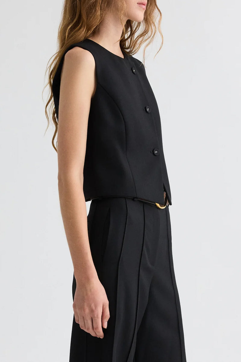 Perry Vest in Compact Tux Suiting in Black