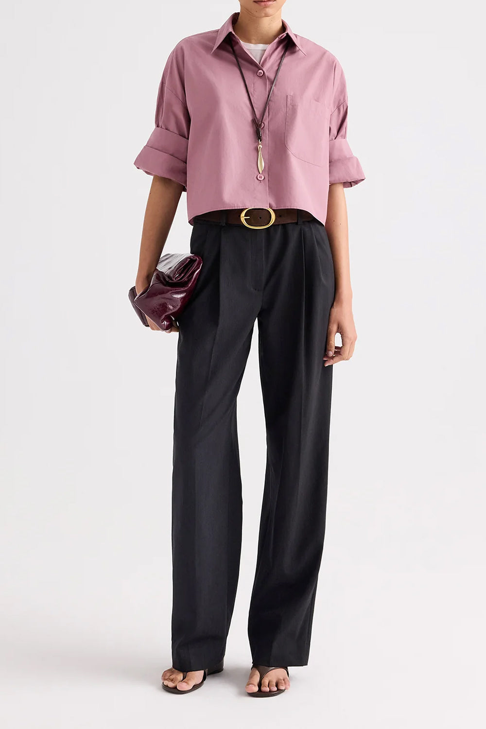 Next Ex Shirt in Superfine Cotton Plum