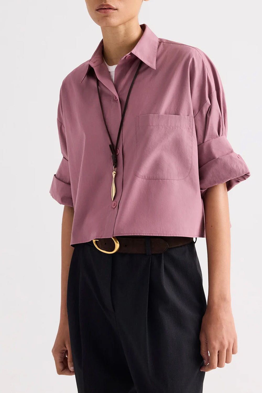 Next Ex Shirt in Superfine Cotton Plum