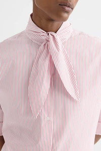 Tie One On in Cotton Stripes White Red