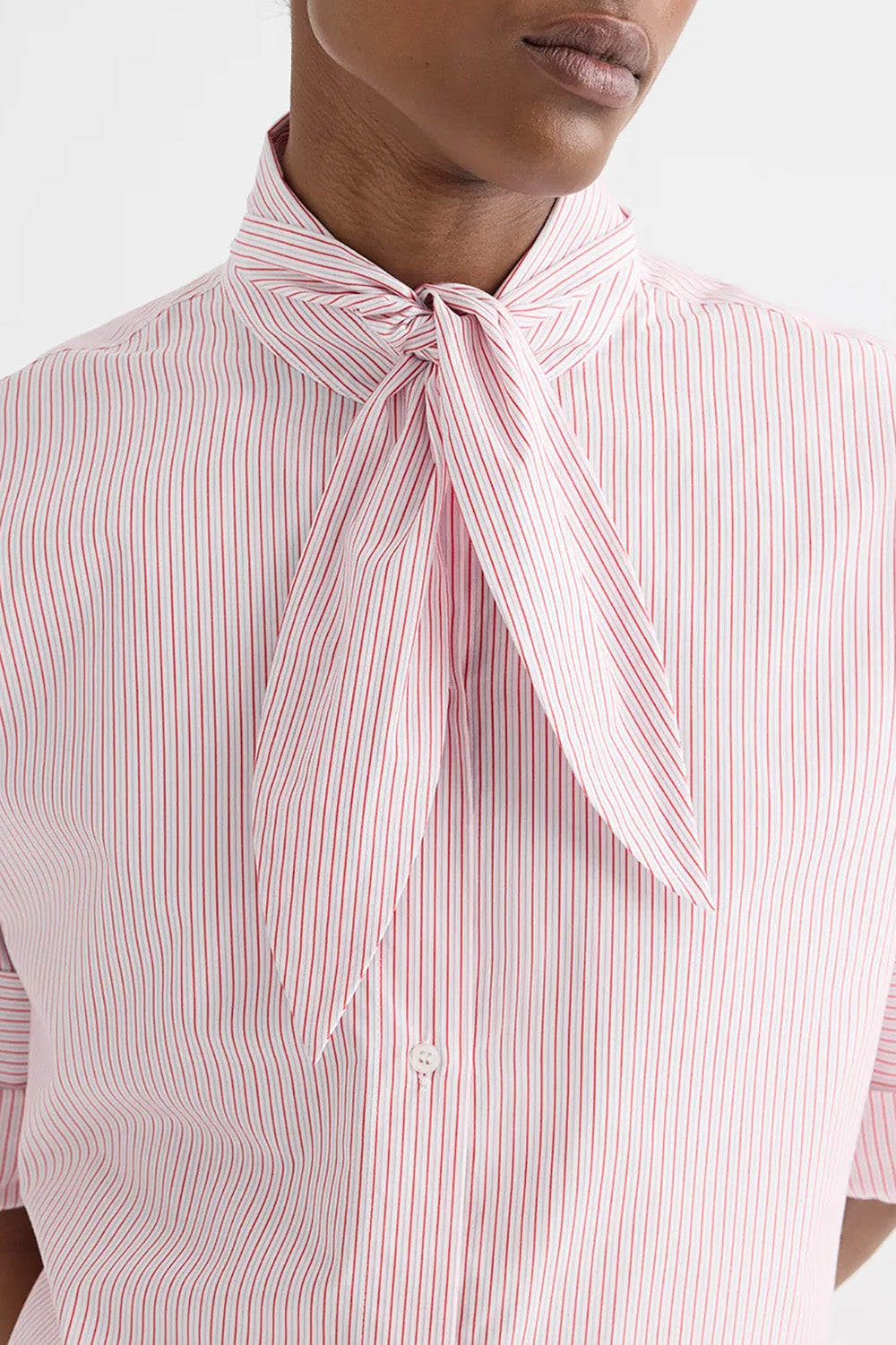 Tie One On in Cotton Stripes White Red