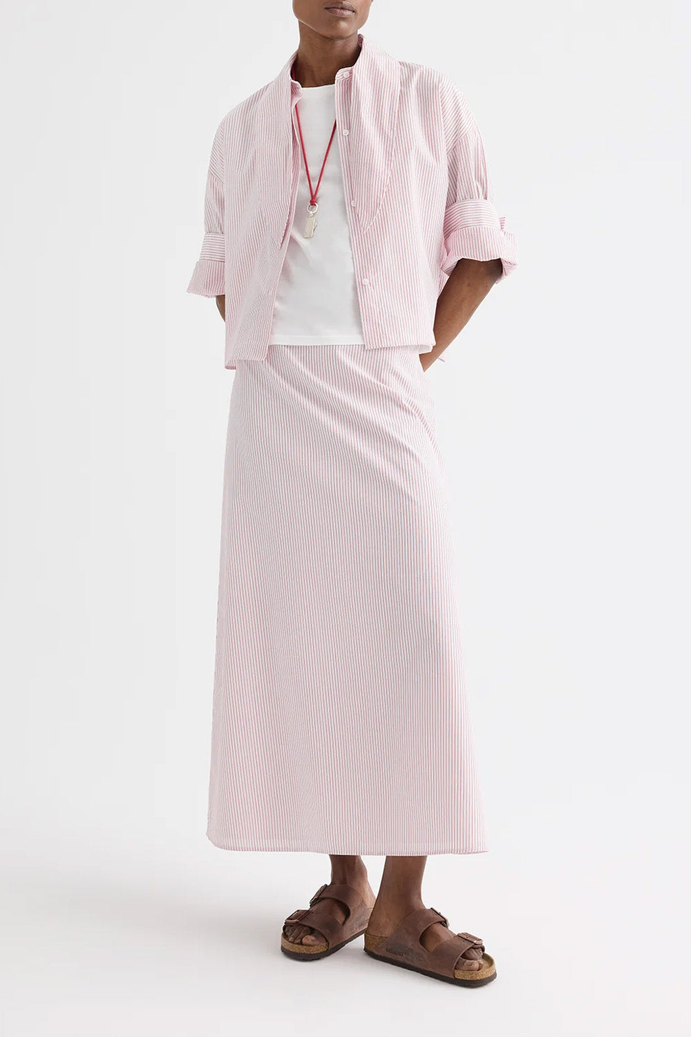 Tie One On in Cotton Stripes White Red