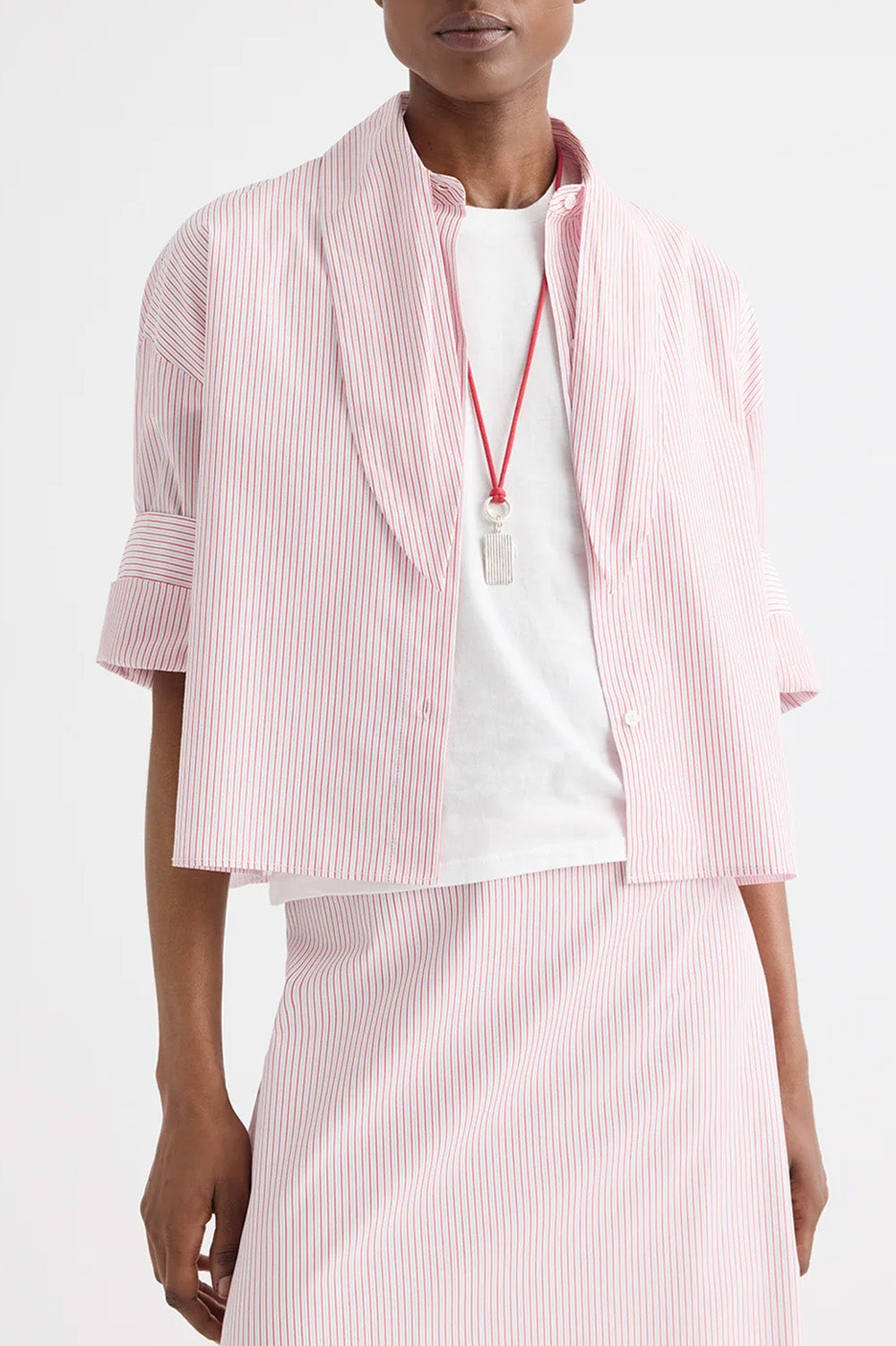 Tie One On in Cotton Stripes White Red