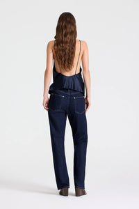 Sari Top in Crepe Back Silk Satin Blueberry