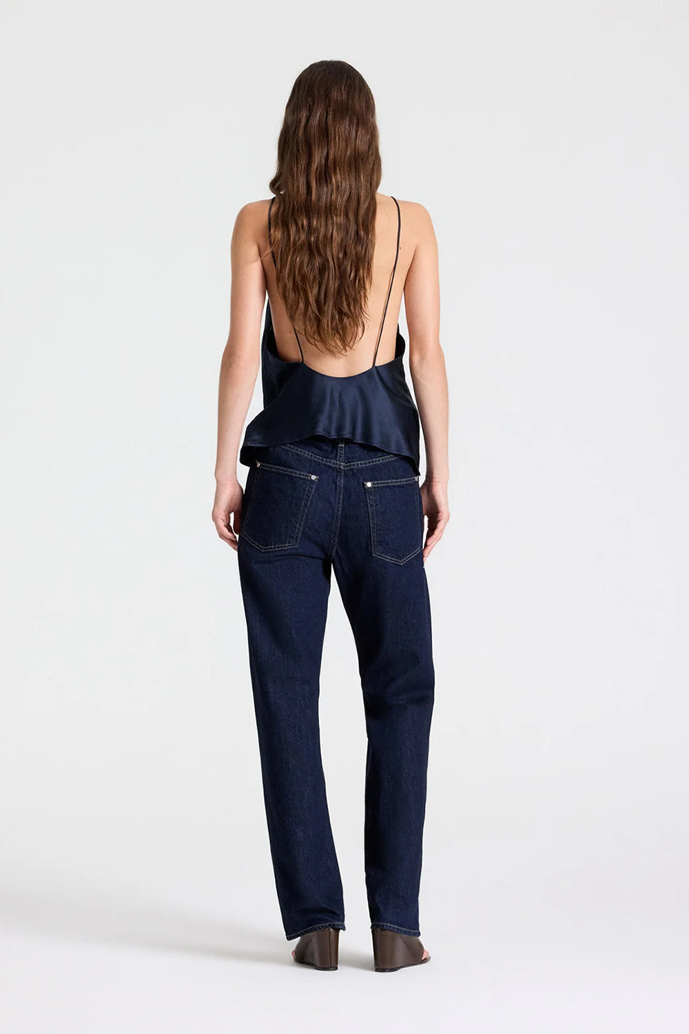 Sari Top in Crepe Back Silk Satin Blueberry