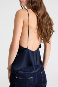 Sari Top in Crepe Back Silk Satin Blueberry