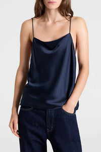 Sari Top in Crepe Back Silk Satin Blueberry