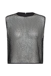 Short Muscle Tank in Mini Sequin Netting Black