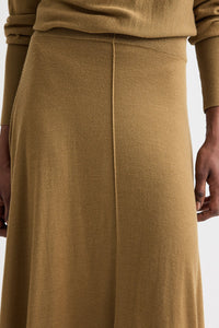 Handkerchief Hem Skirt with Wide Waistband in Fine Wool Silk Ermine