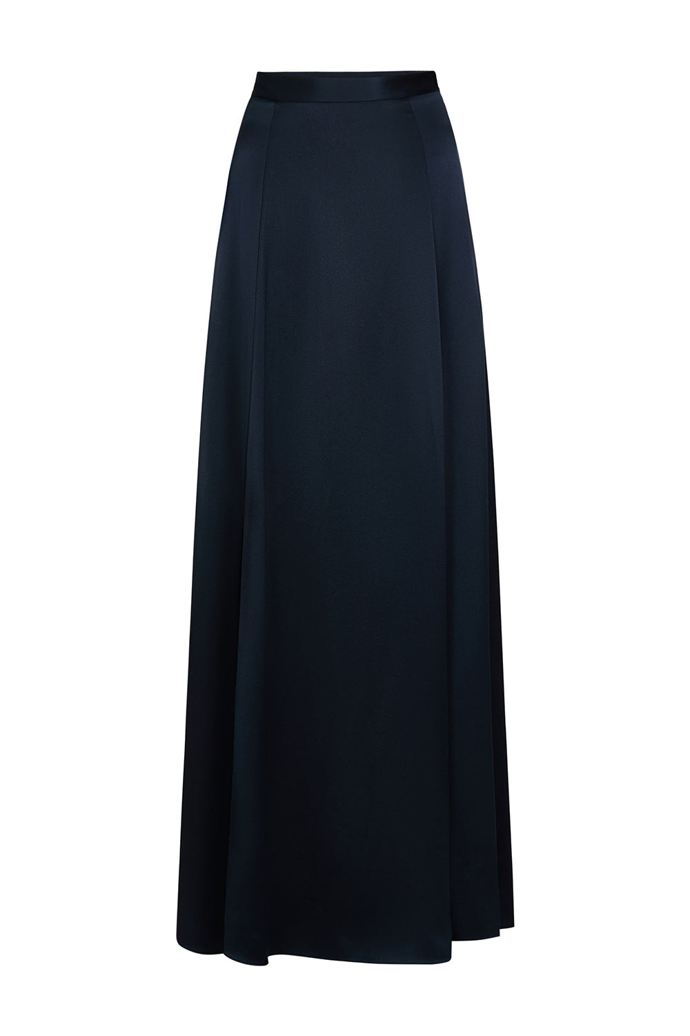 Flowy Maxi Skirt in Crepe Back Silk Satin Blueberry