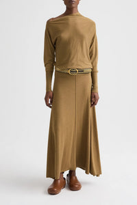 Cold Shoulder Sweater in Fine Wool Silk Ermine