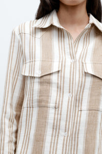 New Carter Top in Tosca Barre Linen White Khaki