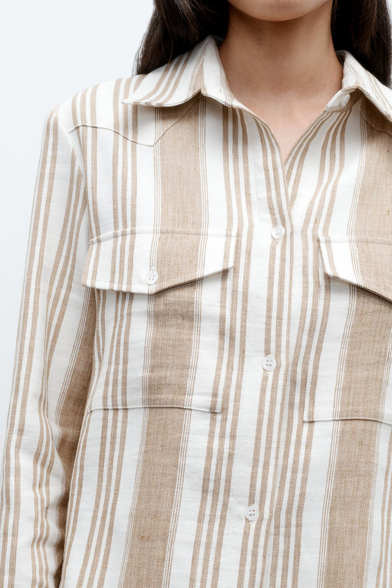 New Carter Top in Tosca Barre Linen White Khaki