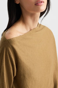 Cold Shoulder Sweater in Fine Wool Silk Ermine