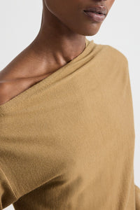 Cold Shoulder Sweater in Fine Wool Silk Ermine