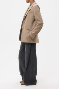 Sweet Pea Blazer Without Pintuck in Stretch Wool Timber Wolf Multi