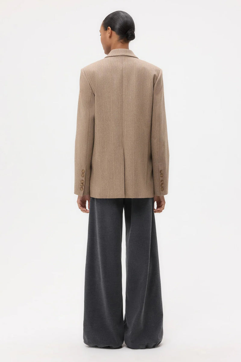 Sweet Pea Blazer Without Pintuck in Stretch Wool Timber Wolf Multi