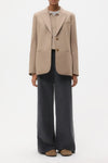 Sweet Pea Blazer Without Pintuck in Stretch Wool Timber Wolf Multi