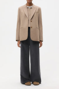 Sweet Pea Blazer Without Pintuck in Stretch Wool Timber Wolf Multi