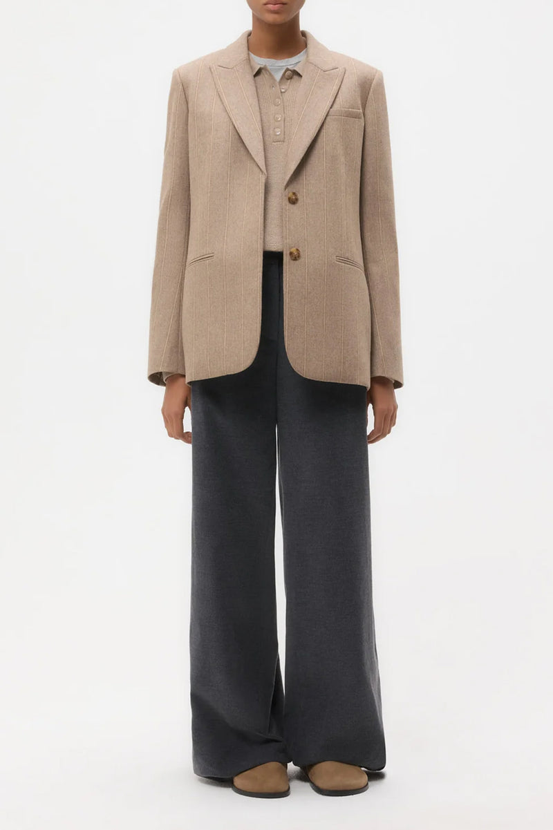 Sweet Pea Blazer Without Pintuck in Stretch Wool Timber Wolf Multi