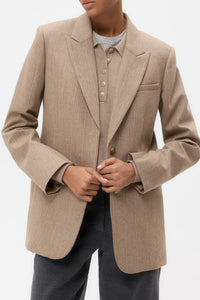 Sweet Pea Blazer Without Pintuck in Stretch Wool Timber Wolf Multi