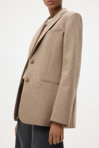 Sweet Pea Blazer Without Pintuck in Stretch Wool Timber Wolf Multi