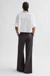 Taite Pant in Shiny Viscose Wool Satin in Chocolate Torte