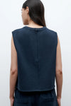 Cropped Muscle Tank in French Terry Midnight