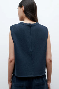 Cropped Muscle Tank in French Terry Midnight