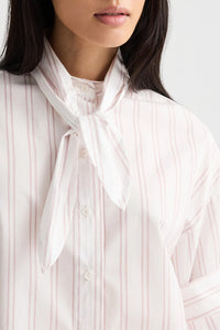 Tie One On Shirt in Drop Needle Double Stripe White Wine