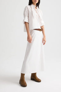 Tie One On Shirt in Drop Needle Double Stripe White Wine